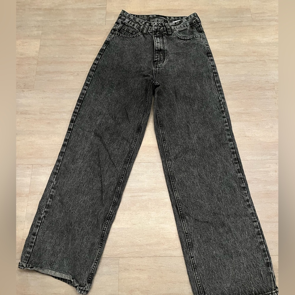 black straight leg jeans